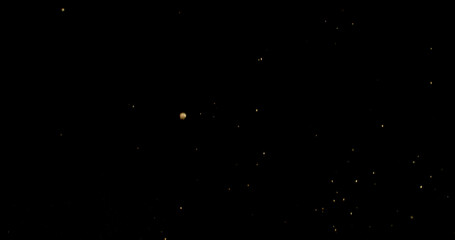 Detailed wave of airborne clay dust swirling in chaotic motion, captured in freeze  motion. Dramatic natural explosion of earthy particles on black background.