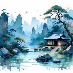 winter landscape with lake