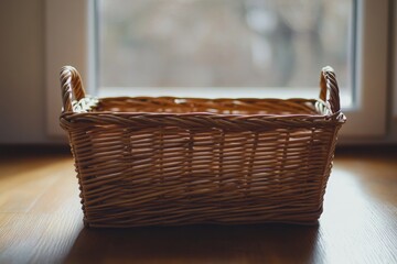woven basket on a wooden table