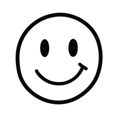 Fototapeta premium Simple Smiley Face Icon - Happy Emotion Symbol, Positive Vector Graphic