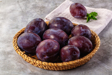 Ripe sweet fresh juicy plums