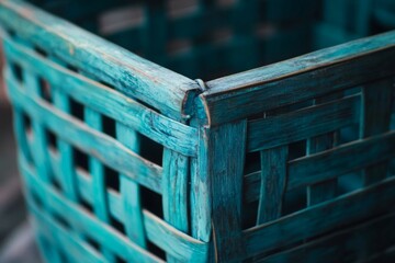 Rustic Teal Woven Basket Corner Detail