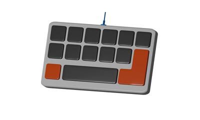 grey computer keyboard with orange button