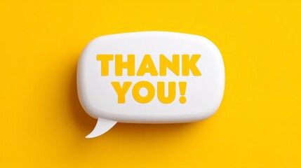 Bright thank you message in a speech bubble on a vibrant yellow background celebrating gratitude and positivity