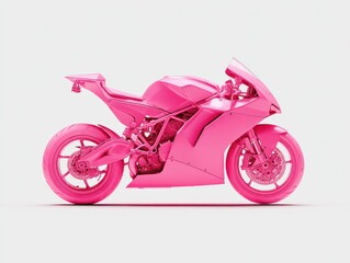 Sleek Pink Motorcycle on White Background
