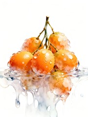Surreal Fruits Series : A delicious looking healthy bunch of ripe orange kumquats on a white background suitable for graphic design and decoration 002