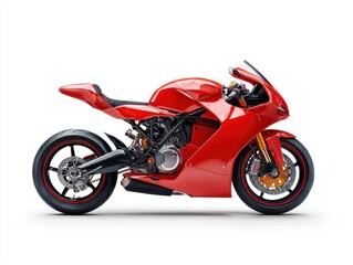 Obraz premium Sleek Red Sportbike Studio Shot on White Background