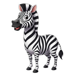Fototapeta premium Cartoon zebra isolated on transparent background standing and smiling happily
