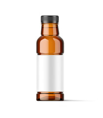 PET Amber Bottle with Plastic Screw Cap Mockup