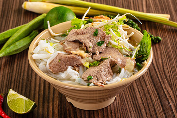 Vietnamese pho bo soup with beef