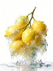 Surreal Fruits Series : A delicious looking healthy bunch of ripe yellow lemons on a white background suitable for graphic design and decoration 003