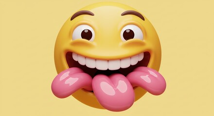 Cheerful emoji with extended tongue displaying happiness and playfulness