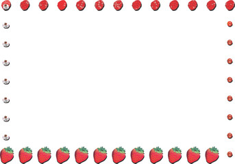 Strawberry border with strawberries on the top and bottom and silver balls on the sides.