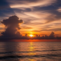 Golden Hour Serenity - A Breathtaking Ocean Sunset.