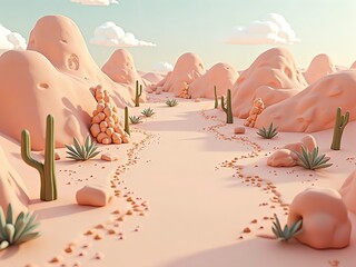 環境問題, 地球温暖化, 温暖化, 暑い, 砂漠, 熱砂, 砂, 空, 大地, 岩山, 岩, 3D, アイソメトリック, 3dモデル, ジオラマ, ゲームマップ, 環境, エジプト, 旅行, 自然, 風景, 景色, イラスト, 道, ロード, 夏, 季節, エコロジー, 山, 峡谷, 低地