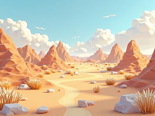 環境問題, 地球温暖化, 温暖化, 暑い, 砂漠, 熱砂, 砂, 空, 大地, 岩山, 岩, 3D, アイソメトリック, 3dモデル, ジオラマ, ゲームマップ, 環境, エジプト, 旅行, 自然, 風景, 景色, イラスト, 道, ロード, 夏, 季節, エコロジー, 山, 峡谷, 低地