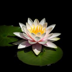 Elegant Water Lily Blossom in Serene Pond Setting.