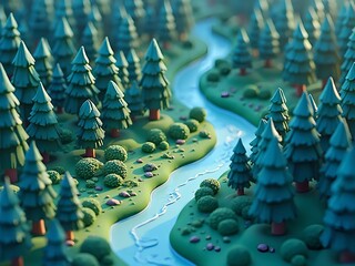 自然, 景色, 環境問題, 風景, 木, イラスト, 季節, 観光, 旅行, 山, 森, 空, 草, デザイン, 緑, 山脈, 夕方の森、夜の森、森林、川、道、