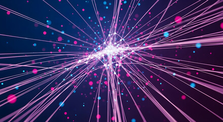 Fototapeta premium Futuristic data stream network connection abstract background with glowing light and lines design