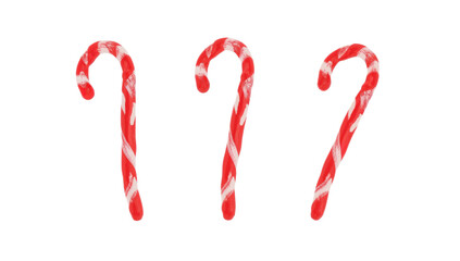 A digital illustration featuring three classic red and white striped candy canes, perfect for festive holiday designs and decorations