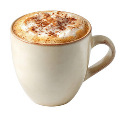 Obraz premium PNG Creamy cappuccino in ceramic mug.