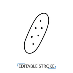 A cucumber vegetable icon in a minimalist line style with editable stroke. Healthy green food, organic garden plant, fresh farm harvest, vegetarian diet ingredient, vitamin salad concept.