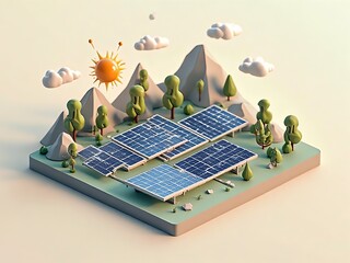 アイソメトリック, 3Dマップ, 地図, ゲームマップ, 自然, 景色, 環境問題, ゲーム風景, ミニモデル, 風景, 木, ジオラマ, 3D, イラスト, 季節, 粘土, 建築, 観光, 旅行, 温暖化, 山, 森, 空, テクノロジー, エコロジー, 太陽, パワー, エネルギー, パネル, 光起電力, ソーラーパネル, 太陽光, 環境の, 電気の, ビジネス, エコ, リニューアブル