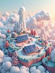 アイソメトリック, 3Dマップ, 地図, ゲームマップ, 自然, 景色, 環境問題,家とソラーパネル、森の中の家、ゲーム風景, ミニモデル, 風景, 木, ジオラマ, 3D, イラスト, 季節, 粘土, 建築, 観光, 旅行, 温暖化, 山, 森, 空, テクノロジー, エコロジー, 太陽, パワー, エネルギー, パネル, 光起電力, ソーラーパネル, 太陽光, 環境の, 電気の, ビジネス, 