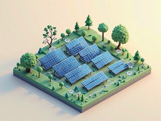 アイソメトリック, 3Dマップ, 地図, ゲームマップ, 自然, 景色, 環境問題, ゲーム風景, ミニモデル, 風景, 木, ジオラマ, 3D, イラスト, 季節, 粘土, 建築, 観光, 旅行, 温暖化, 山, 森, 空, テクノロジー, エコロジー, 太陽, パワー, エネルギー, パネル, 光起電力, ソーラーパネル, 太陽光, 環境の, 電気の, ビジネス, エコ, リニューアブル, 