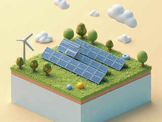 アイソメトリック, 3Dマップ, 地図, ゲームマップ, 自然, 景色, 環境問題, ゲーム風景, ミニモデル, 風景, 木, ジオラマ, 3D, イラスト, 季節, 粘土, 建築, 観光, 旅行, 温暖化, 山, 森, 空, テクノロジー, エコロジー, 太陽, パワー, エネルギー, パネル, 光起電力, ソーラーパネル, 太陽光, 環境の, 電気の, ビジネス, エコ, リニューアブル, 