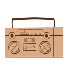 Retro Style Boombox Illustration with Beige Color and Transparent Background