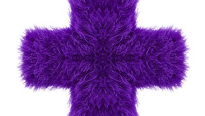 Luxurious Purple Cross A Fuzzy and Textured Visual for Versatile Design Applications