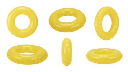 Set of Yellow Inflatable Rings A Summer Essential for Water Fun and Relaxation