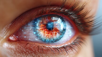 Futuristic AI Eye: Bionic Vision, Digital Data & Human Interface