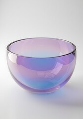 Iridescent glass bowl isolated on white background for design elements