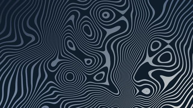 Hypnotic Animated Metallic Waves Flowing in a Seamless Abstract Topographic Pattern. Stock Footage