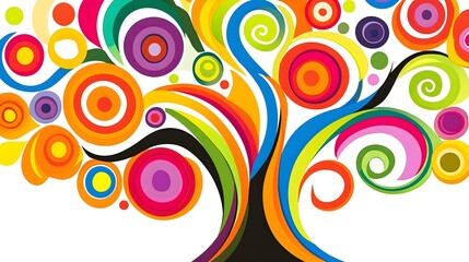 Fototapeta premium Vibrant artistry of a colorful tree digital illustration abstract style whimsical environment