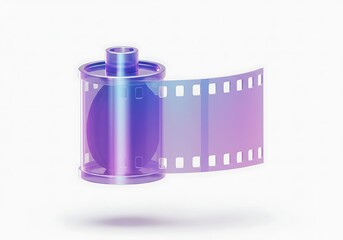 Isolated illustration of a film roll with negative strip on white background