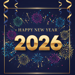 2026 Happy New Year Background Design. numbers 2026 on asphalt road