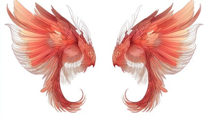 Obraz premium Pair of vibrant stylized wings, fantasy. Use Digital art print, background image, book cover