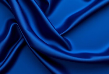 Obraz premium Deep midnight blue silk fabric, luxurious drape and subtle sheen, silk, dark blue