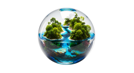 Miniature Ecosystem Orb on transparent background