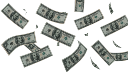 Money Rain Falling Hundred Dollar Bills in a Downpour of Wealth and Success