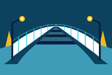 Illustration of a bridge with street lights at night