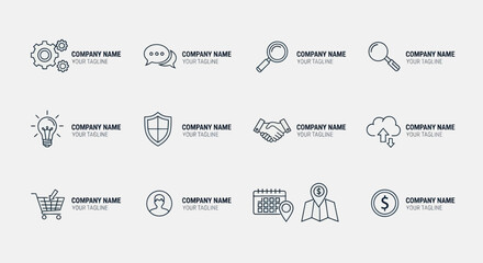 Collection of Minimalist Line Art Logos for Various Businesses. © Anak