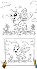 Bee Coloring Page - A Fun Activity for Kids and Adults.