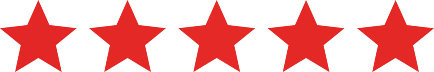 Five red star vector illustration scalable eps icon for rating systems and awards