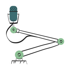 Simplified Microphone Illustration on Transparent Background with Modern Design and Green Accents