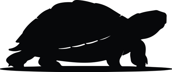 Vector silhouette turtle walking on ground illustration