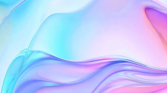 Smooth liquid glass pastel gradient background, soft ripples reflections, fluid transparent surface, colors baby blue, peach, lilac seamless loop, modern digital design ultra HD abstract animation